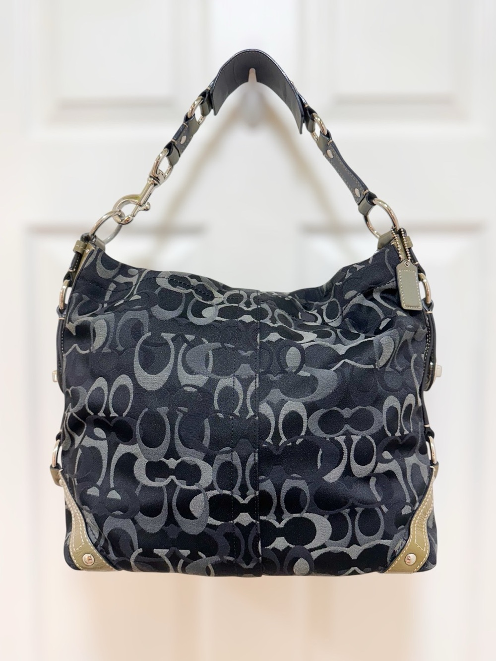 Coach Hobo Bag Carly Op Art Black Olive Large